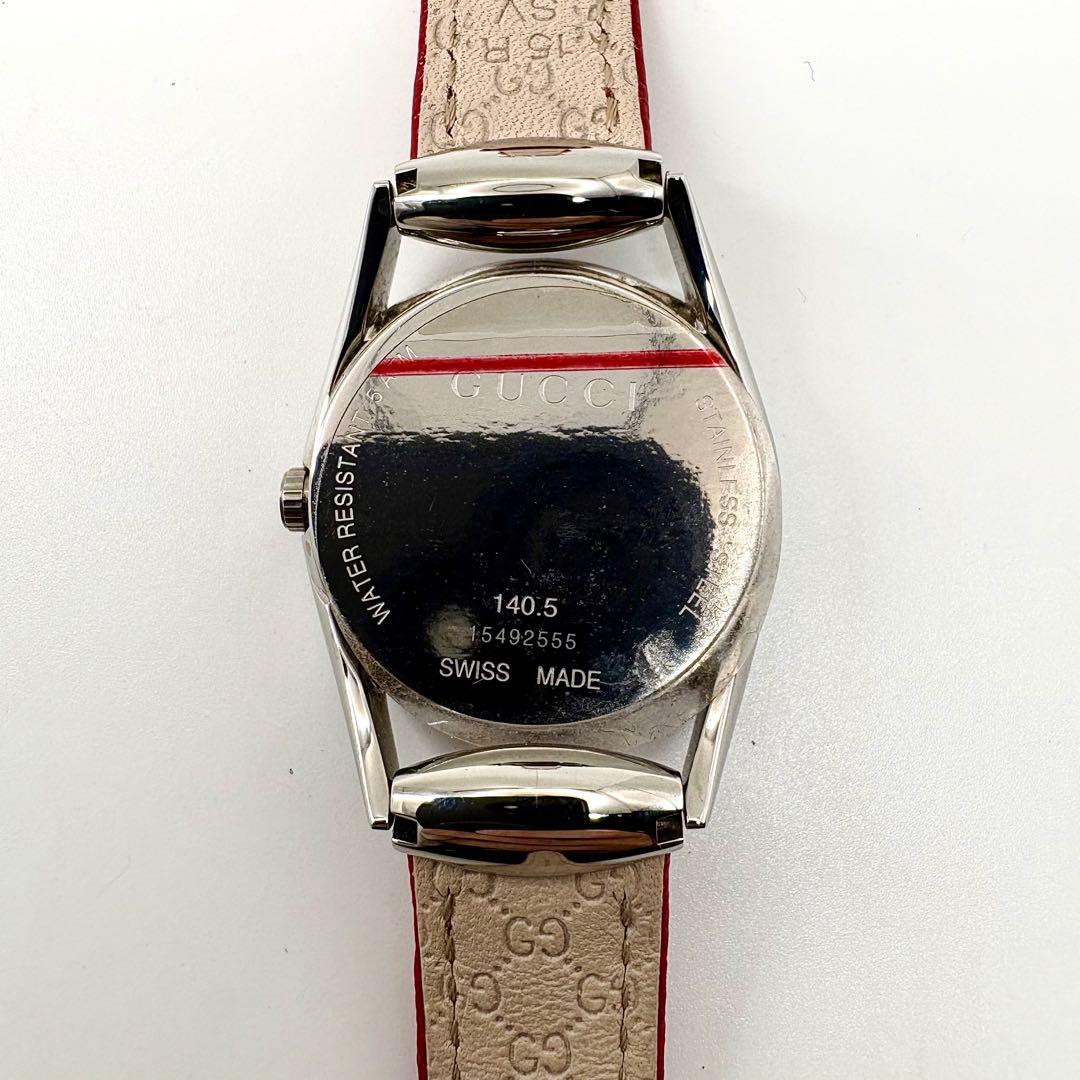 未使用級【新品電池】GUCCI ホースビット 純正ベルト 140.5 白文字盤