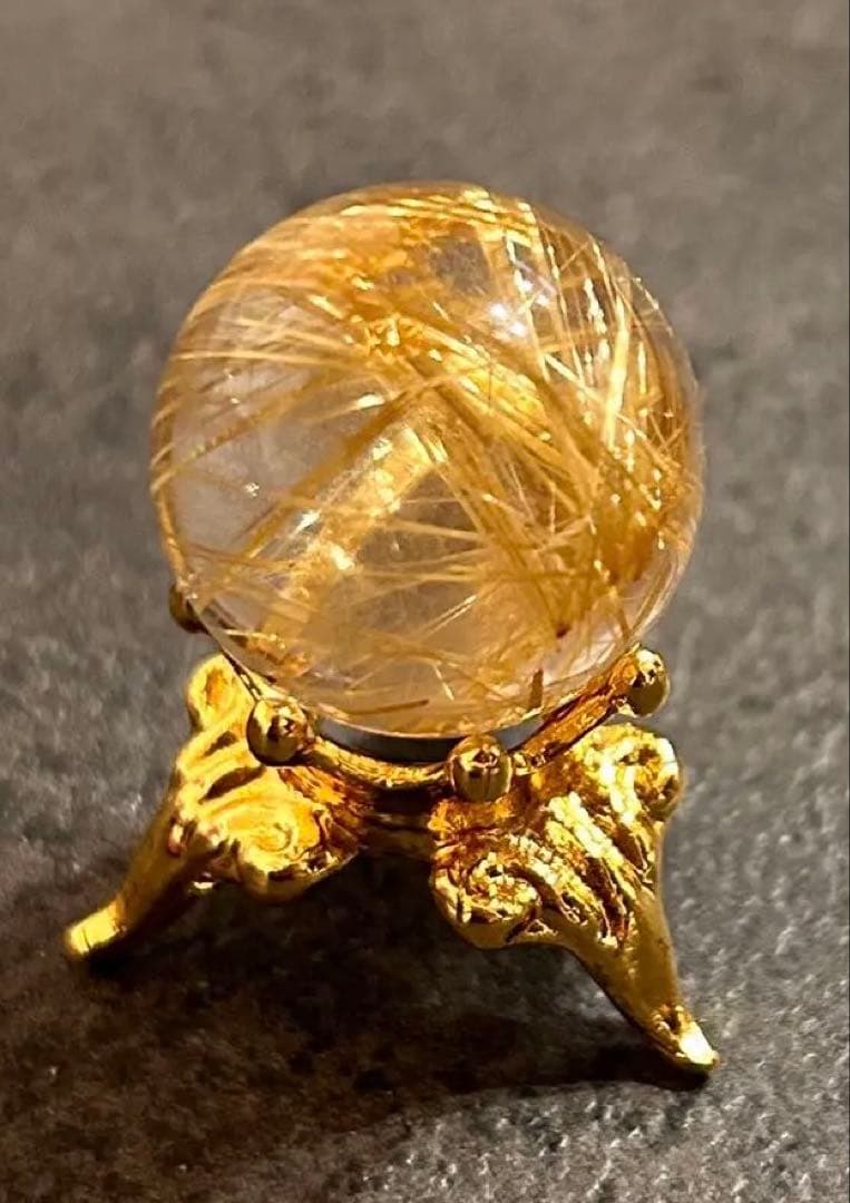 極上品✨ゴールドタイチンルチル　スフィア　18ミリ