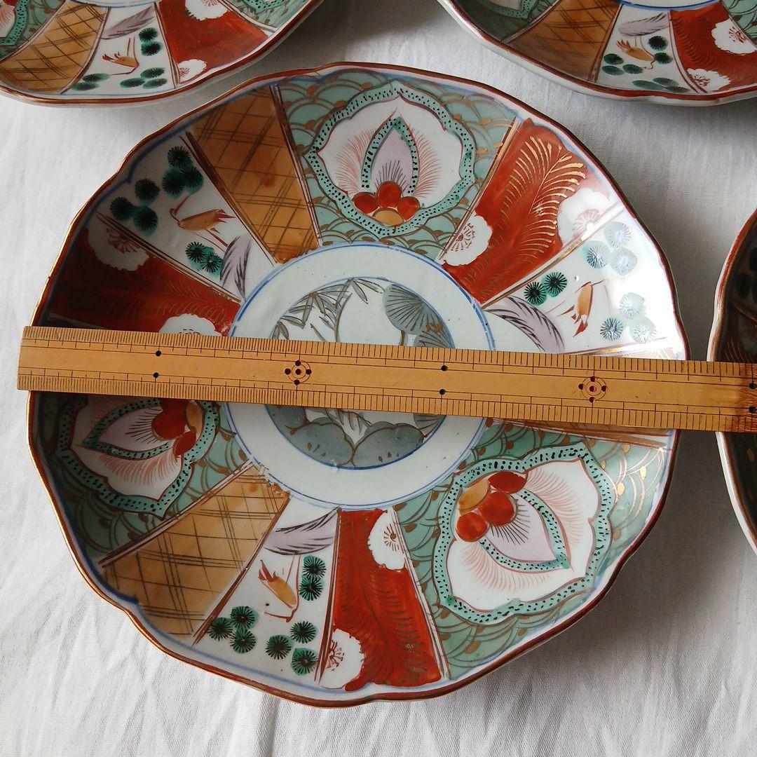 アンティーク 和風花柄陶磁器皿20枚セット 手書き