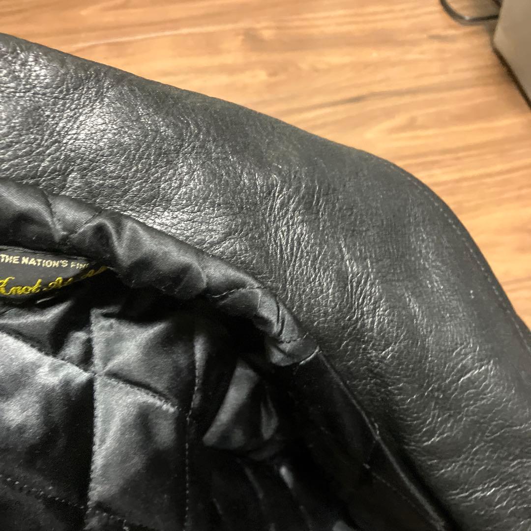 メイドインワールド Knot at All レザーカーコート　ブラック　M