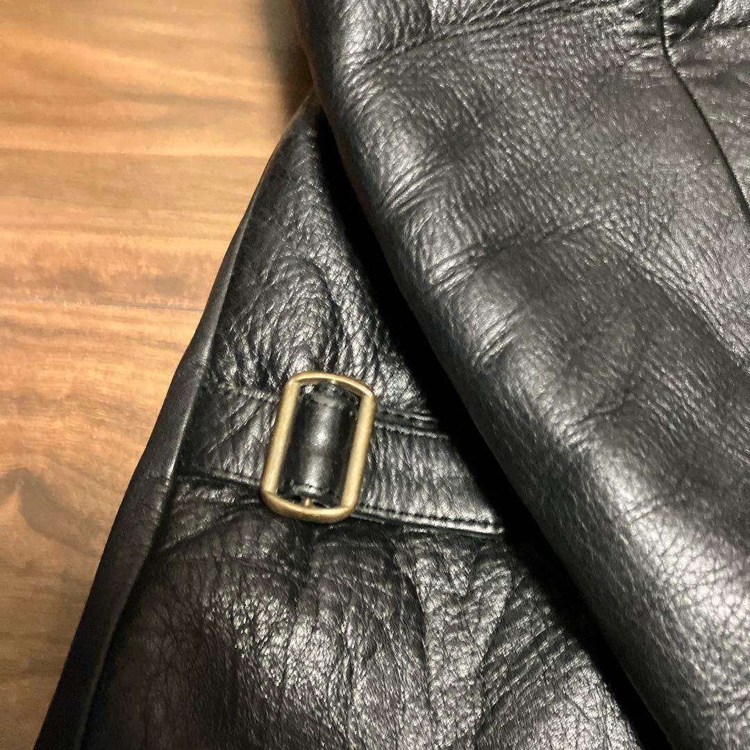 メイドインワールド Knot at All レザーカーコート　ブラック　M