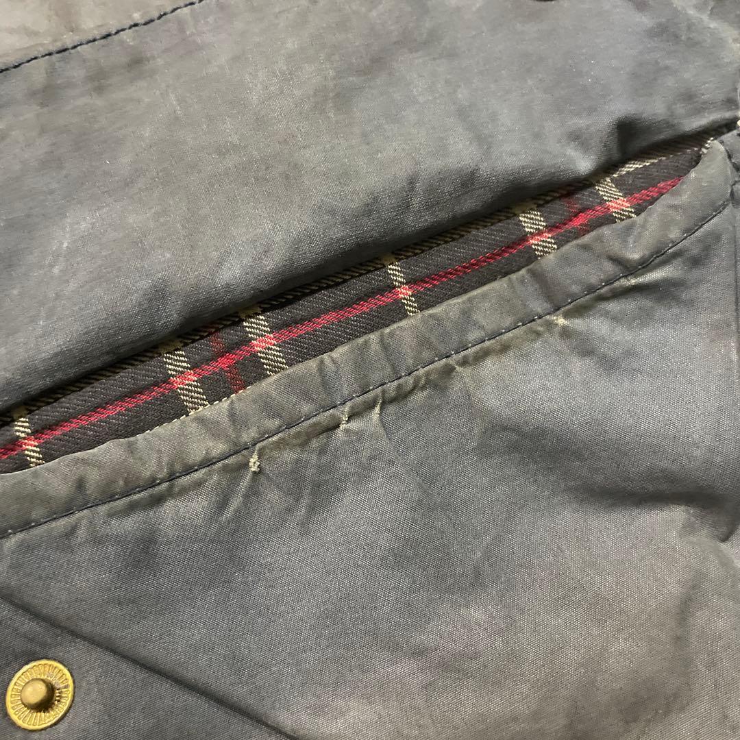 90s 英国製 barbour border オイルドジャケット ボーダー