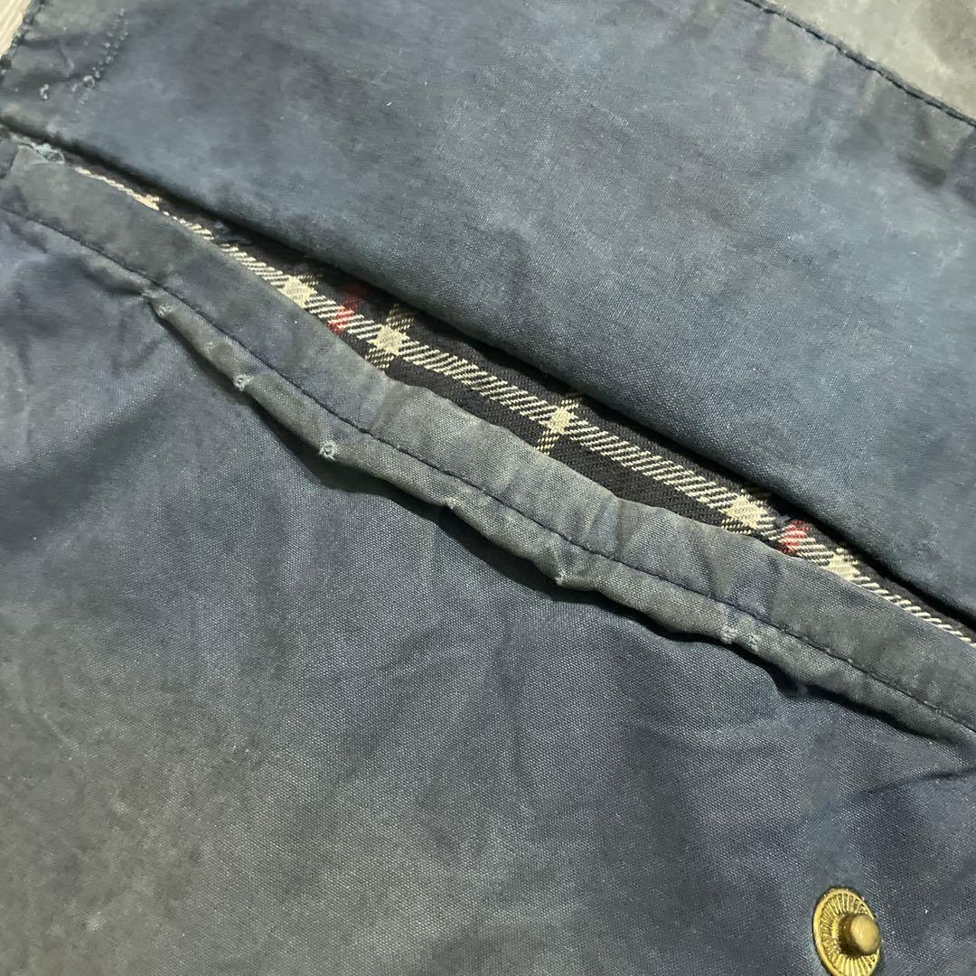 90s 英国製 barbour border オイルドジャケット ボーダー