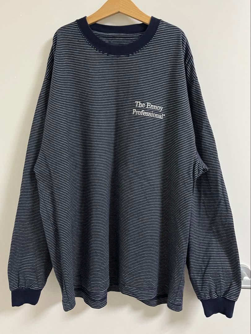 ennoy L/S Border T-Shirt NAVY×WHITE M