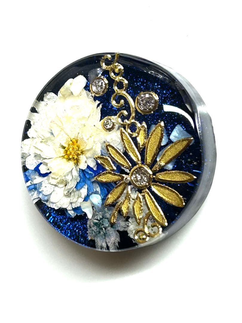 新作☆レジンヘアゴム　和柄　蒼の宝石