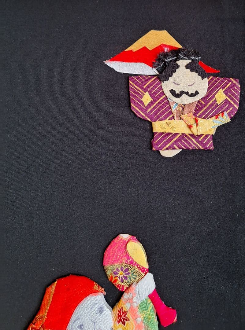 押し絵、タペストリ－、額　「干支に乗る大黒天」