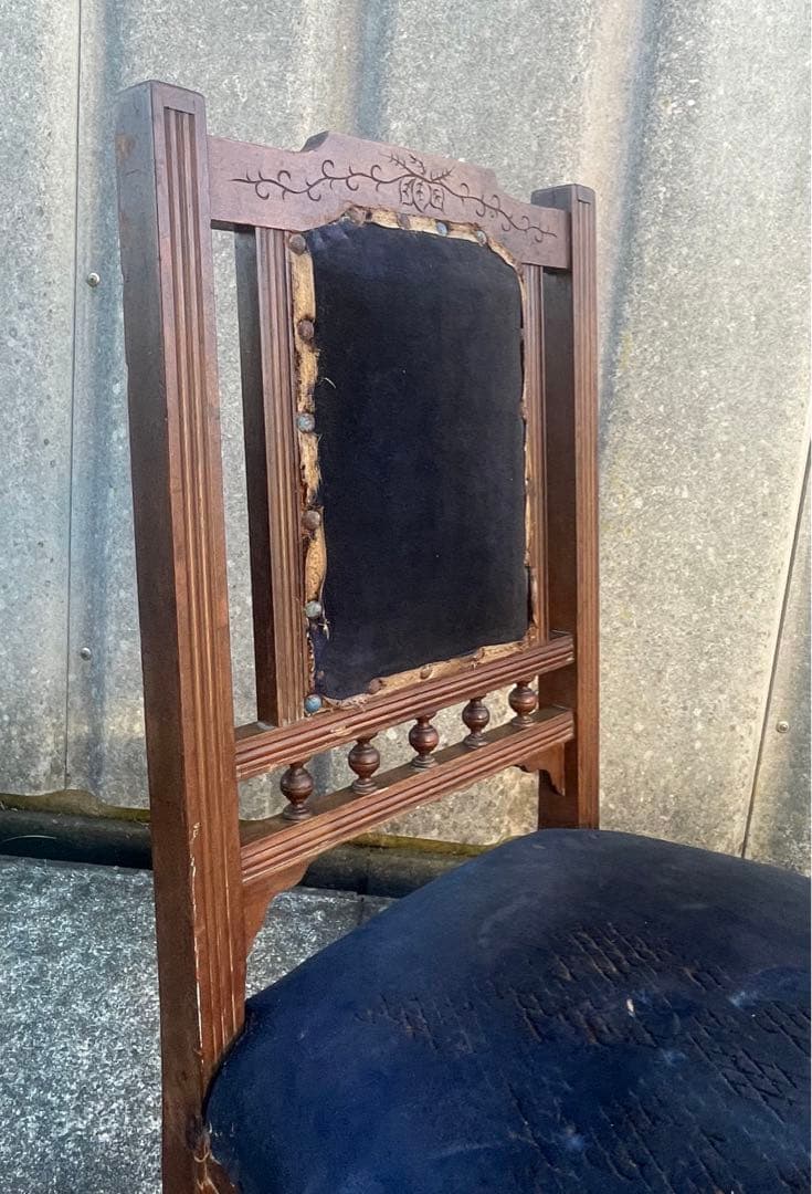 アンティーク/英国/イギリス製/サロンチェア/ダイニングチェア/椅子/ベロア