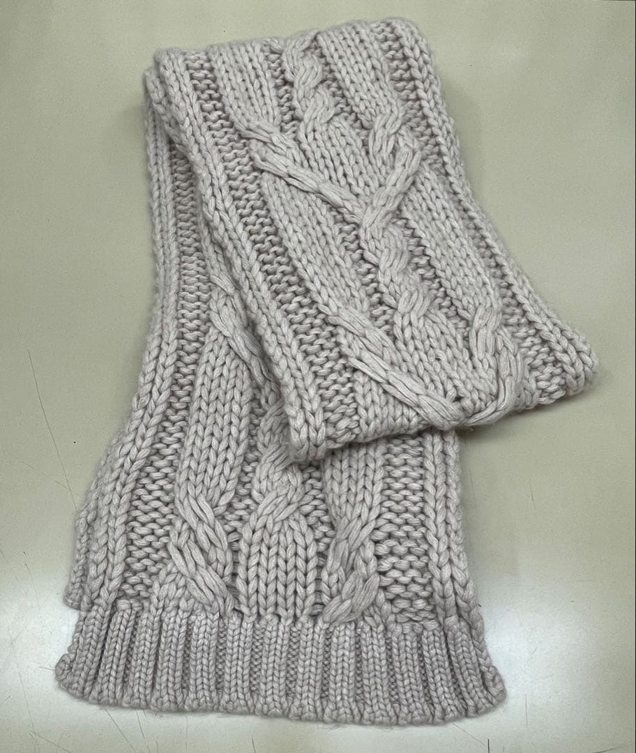 ジョンストンズ　カシミヤ100%　ケーブル編み　ロング マフラー　ユニセックス