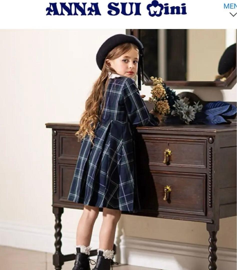 新品　アナスイミニ 150 チェック長袖ワンピース