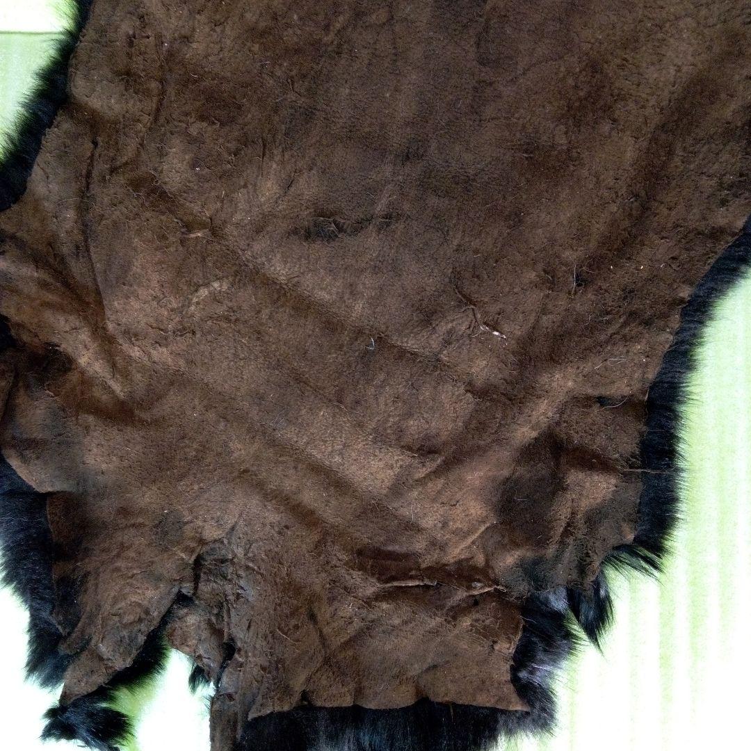 黒のファー　黒色　ブラック　BLACK　うさぎ？　ラビットファー？　皮　毛皮