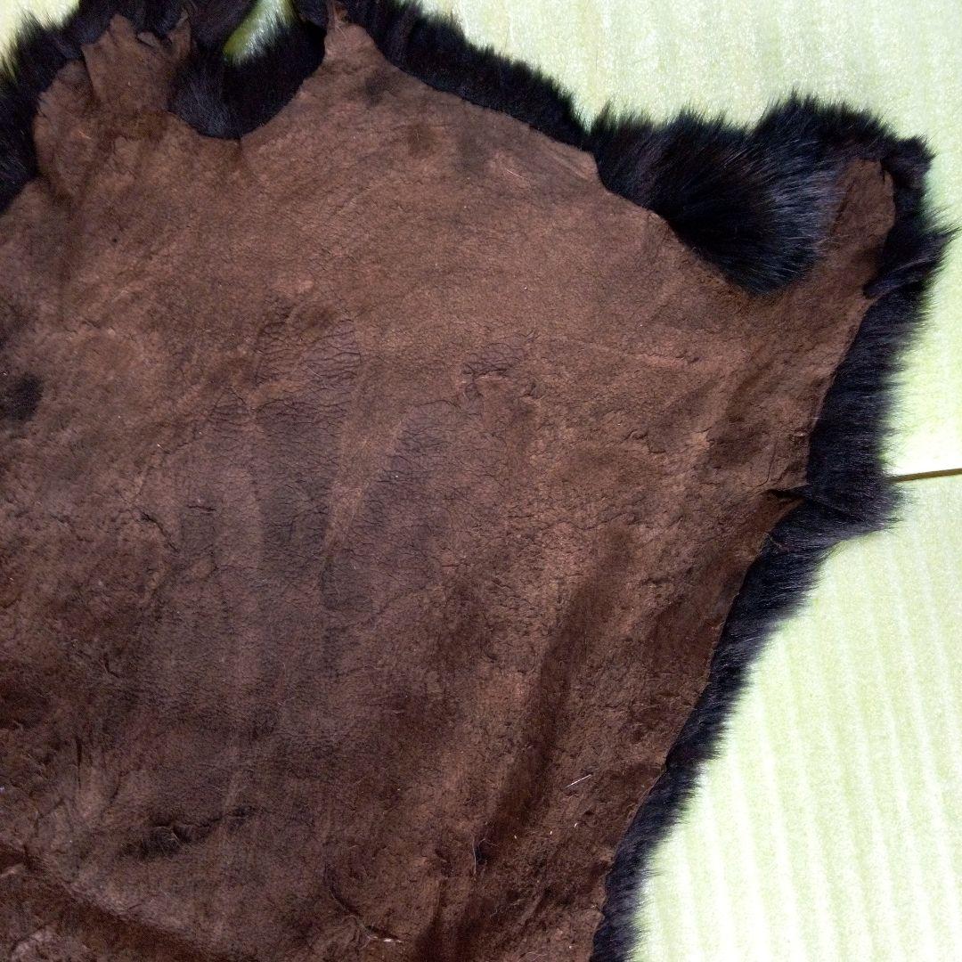 黒のファー　黒色　ブラック　BLACK　うさぎ？　ラビットファー？　皮　毛皮