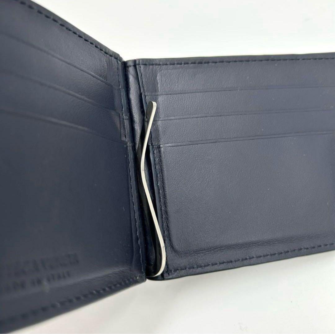 極美品　ボッテガヴェネタ　マキシイントレチャート　マネークリップ　ダークネイビー