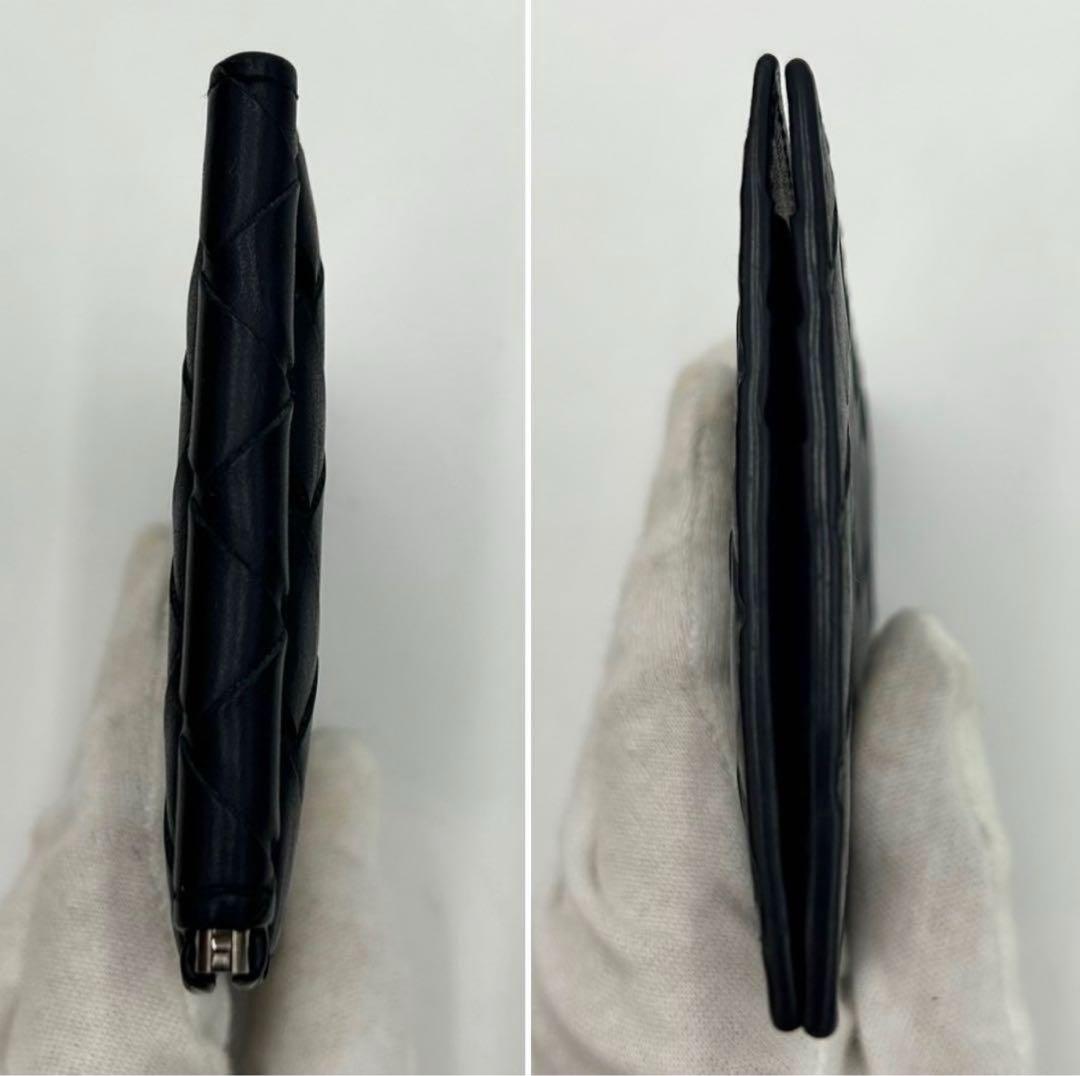 極美品　ボッテガヴェネタ　マキシイントレチャート　マネークリップ　ダークネイビー