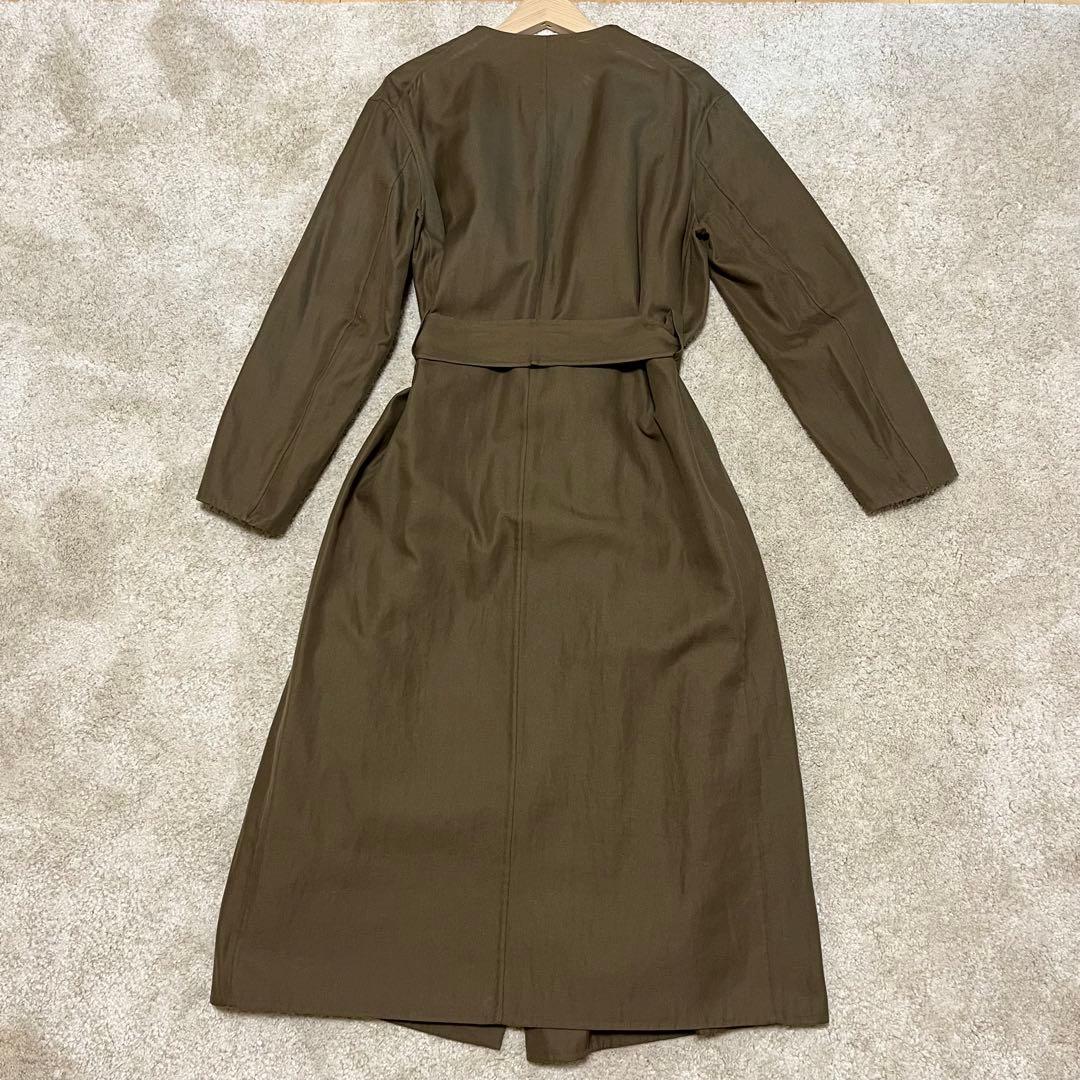 美品 ドゥロワー ロングコート ノーカラー トレンチ ベルト オーバーサイズ