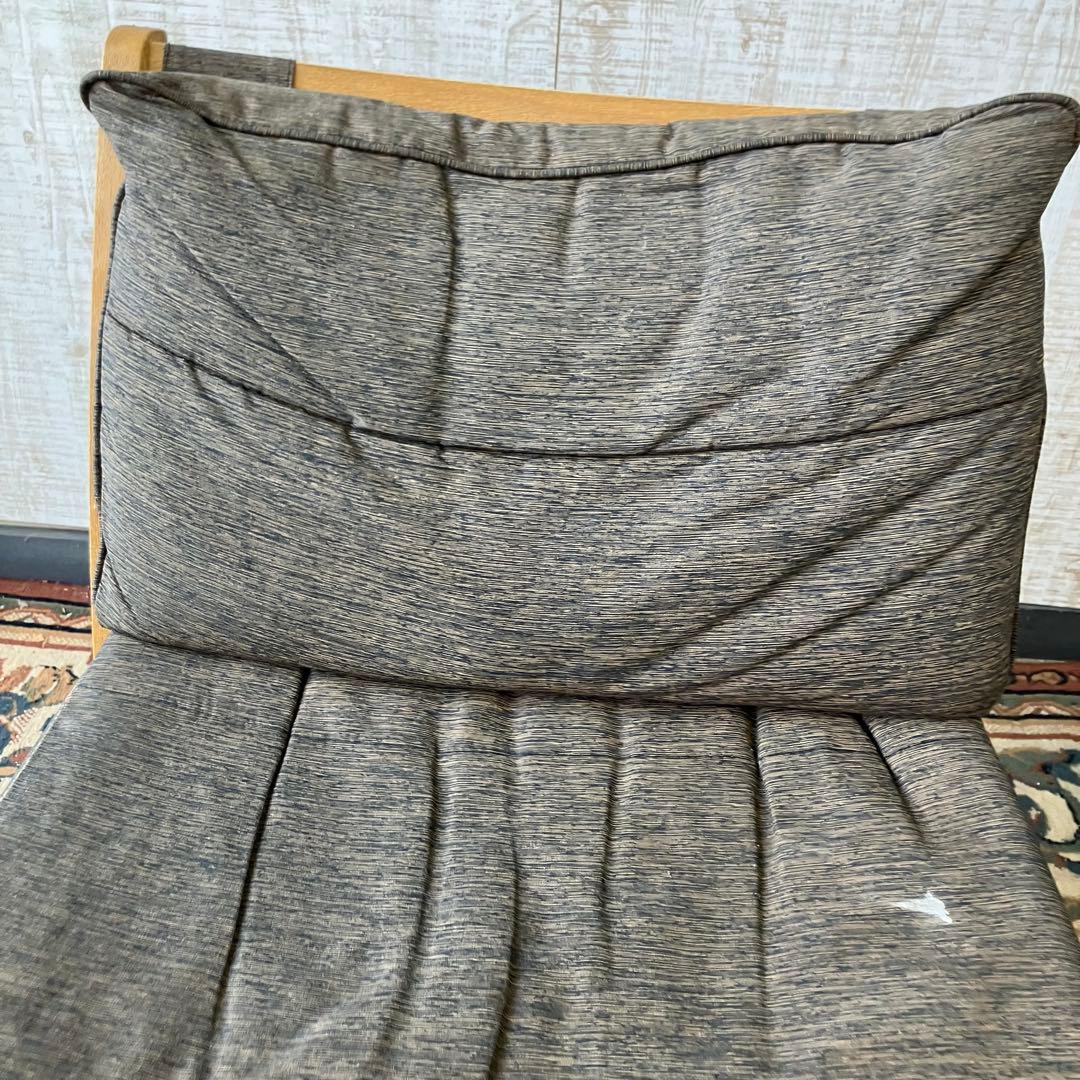 ⑥ 北欧レトロ ミキモク 雅 木製フレーム アームレスチェア 一人掛けソファー