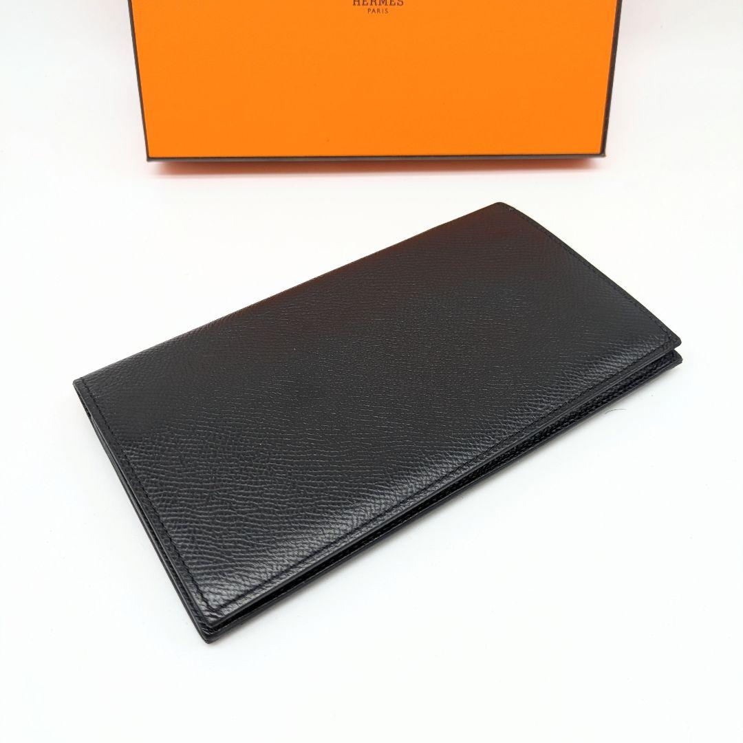 【箱/保証書付き未使用級】シチズンツイルロング エルメス 長財布 2つ折り 黒