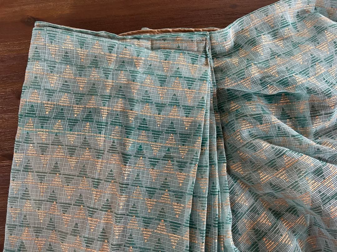 サリー 簡単着用 ワンタッチ Fabindia グリーン系