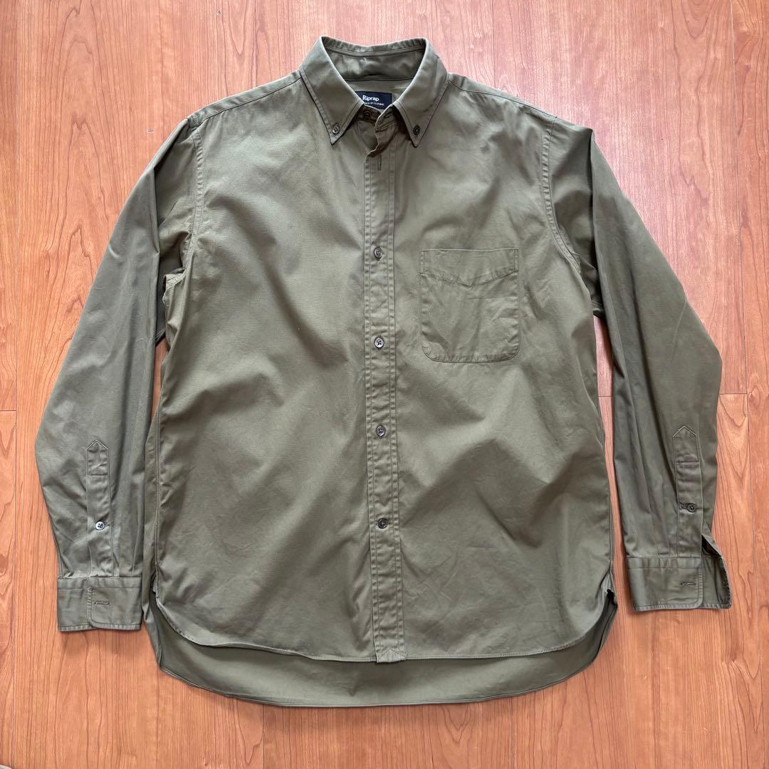 Riprap オリーブ カーキ ボタンダウンシャツ XL