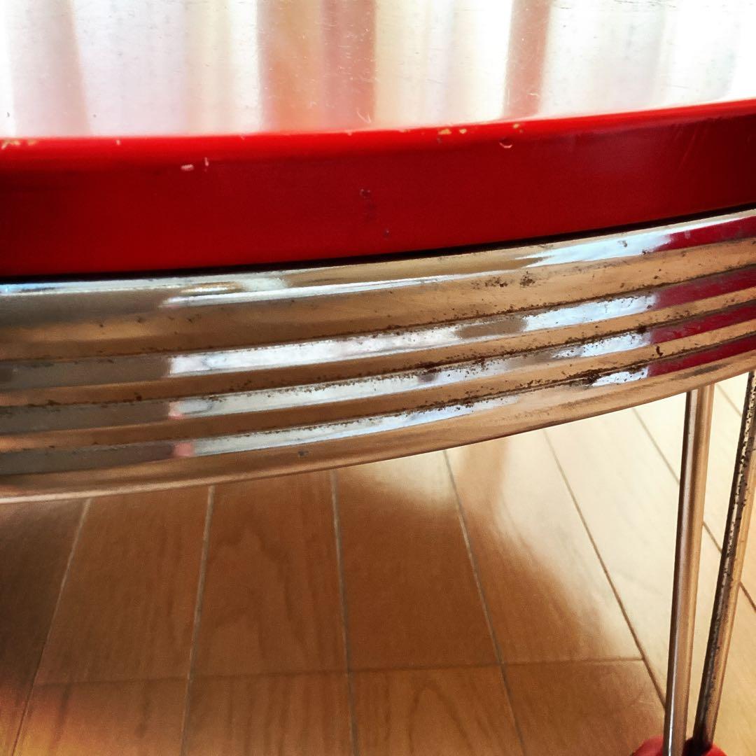 [最終価格]赤ローテーブル　　赤センターテーブル　　丸テーブル赤