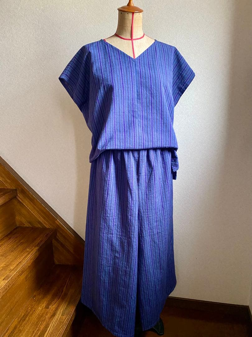 会津木綿　みかんさん専用　ブラウス　ハンドメイドNo.149