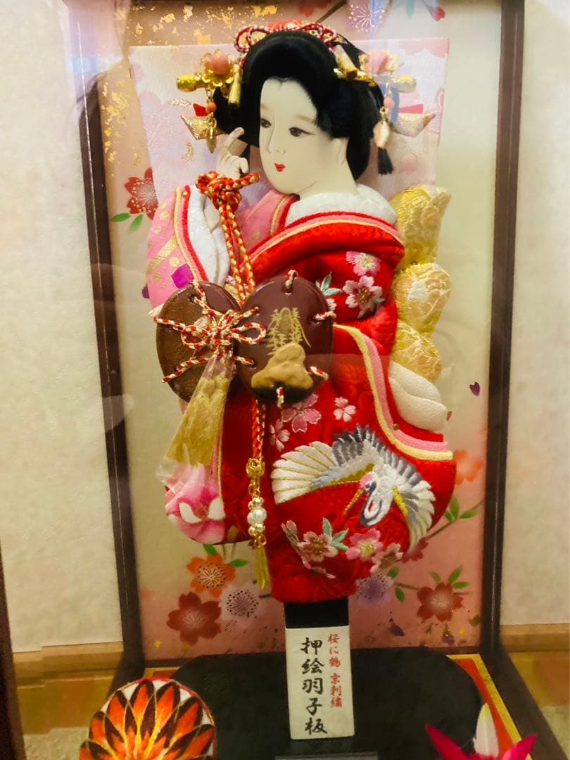 ケース入り　押絵羽子板　飾り物