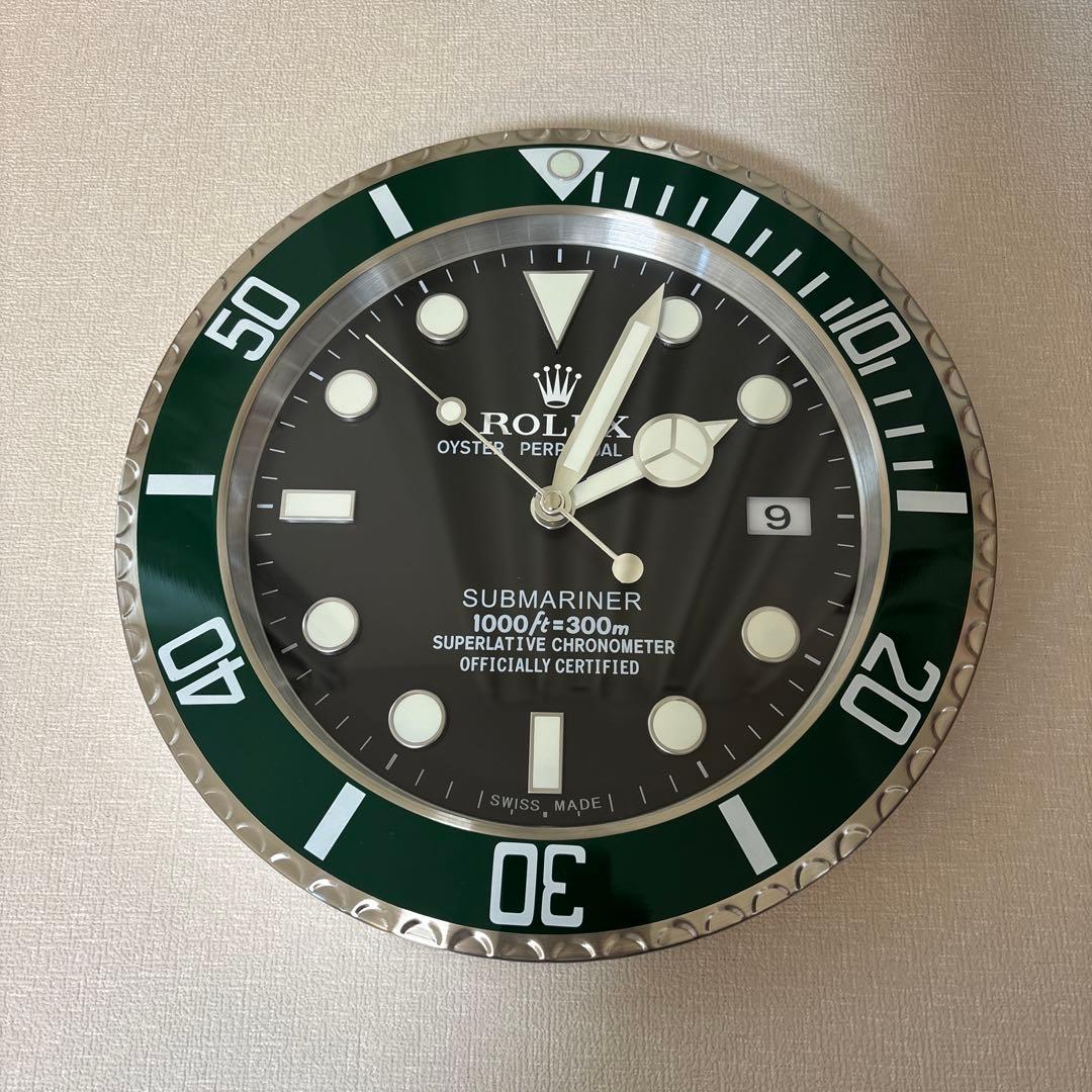ロレックス グリーンサブマリーナ風 壁掛け時計販促品 ディスプレイ用