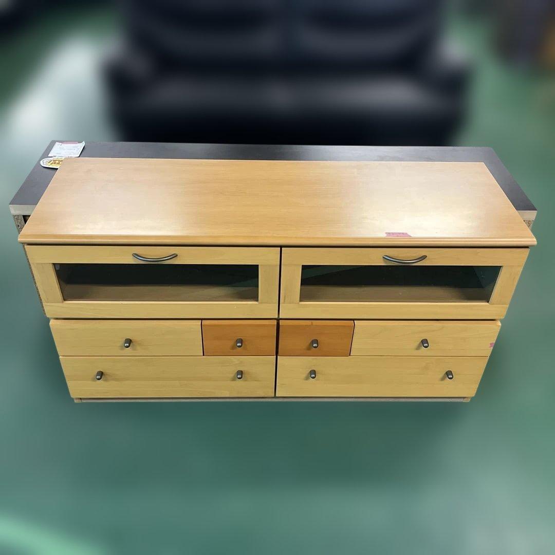 木製テレビ台 引き出し付き ガラス付き インテリア 家具