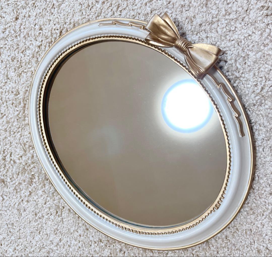 美容室サロンに人気!クラシックなロココ調ミラー　壁掛けミラーアンティークホワイト