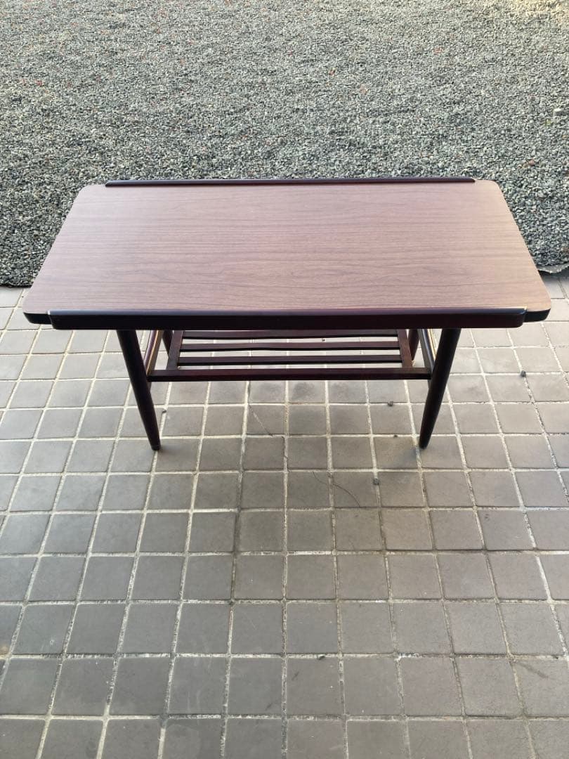 ブラウン木製サイドテーブル　昭和レトロ