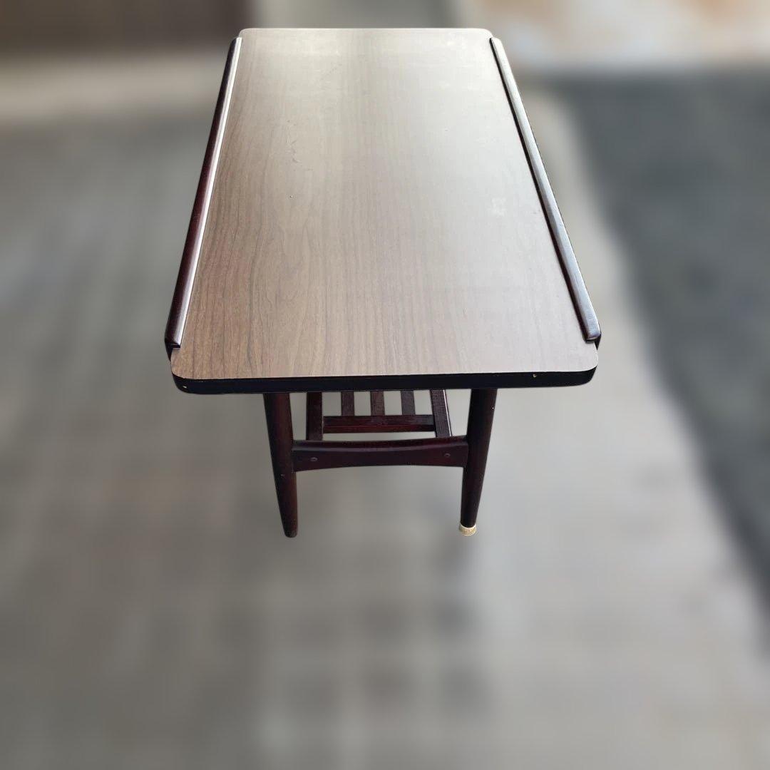 ブラウン木製サイドテーブル　昭和レトロ