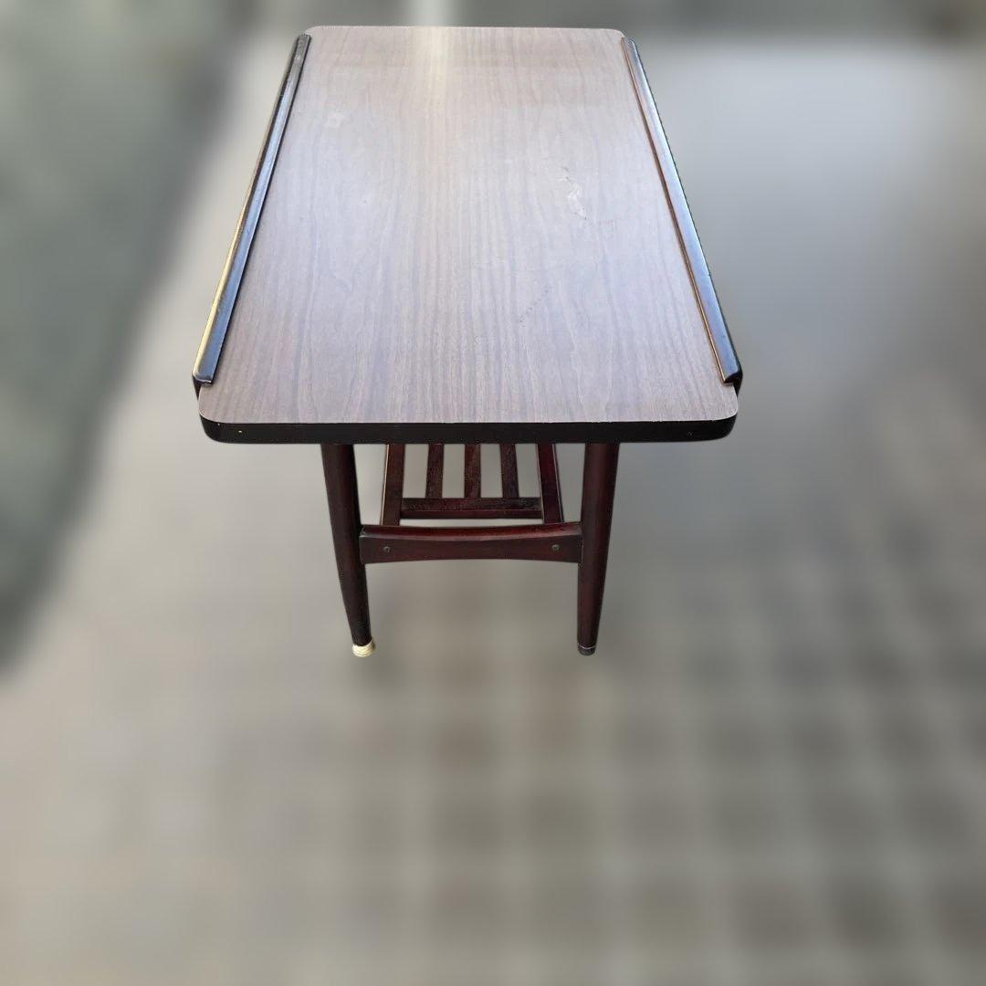 ブラウン木製サイドテーブル　昭和レトロ