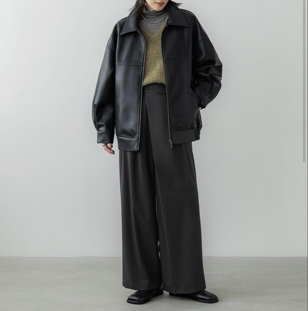 crewre フェイクレザージップブルゾン black 完売品