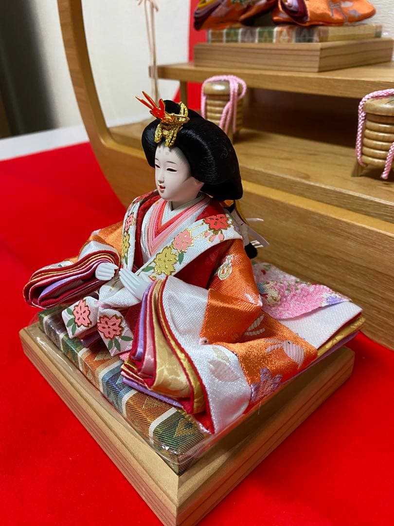 東京久月　雛人形親王飾り円形アクリルケース・間口約４５×奥行約２４×高さ約３９㎝