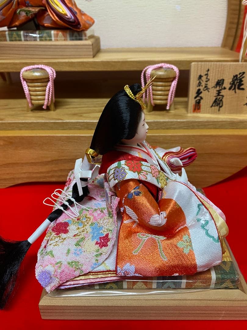 東京久月　雛人形親王飾り円形アクリルケース・間口約４５×奥行約２４×高さ約３９㎝