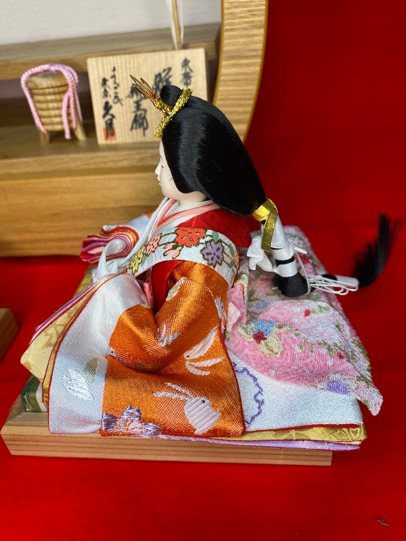 東京久月　雛人形親王飾り円形アクリルケース・間口約４５×奥行約２４×高さ約３９㎝