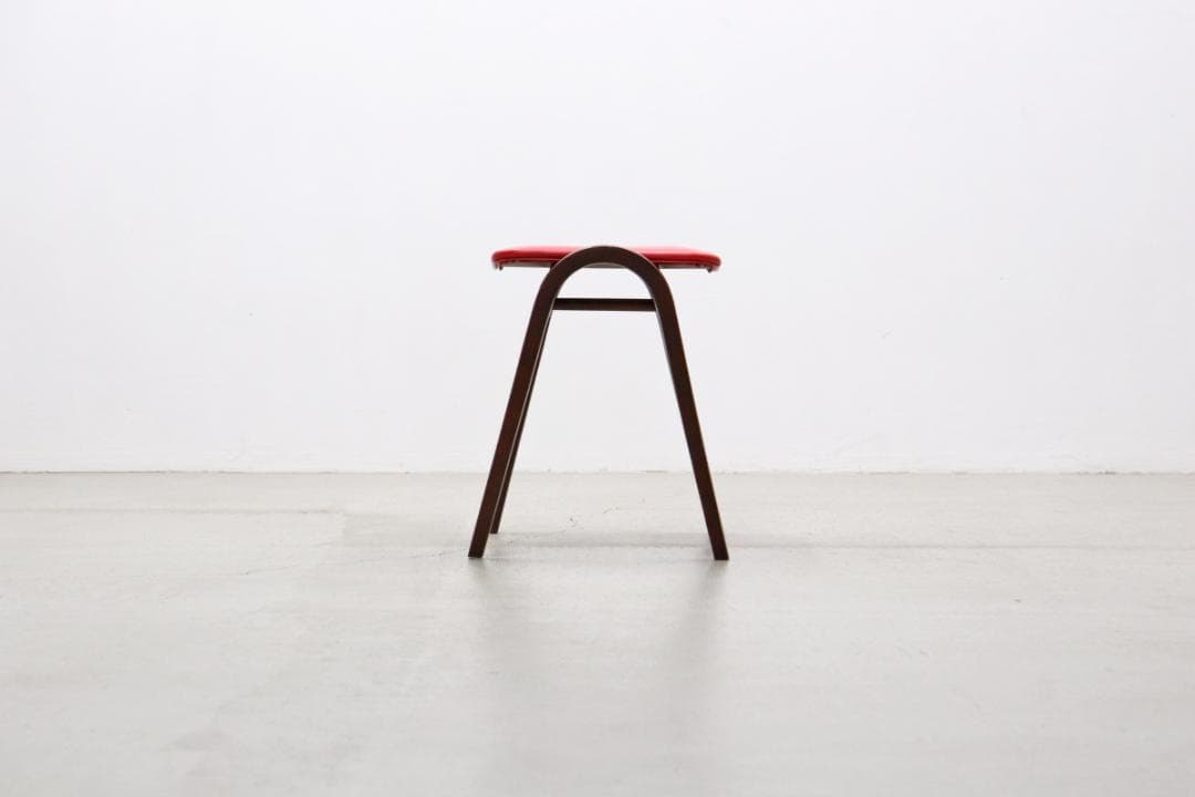 秋田木工 ビーチ材 スタッキングスツール No.202 ヴィンテージ 赤 1