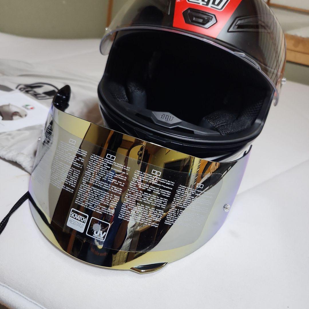 AGV フルフェイスヘルメット ブラック/レッド新品ミラーシルド付き