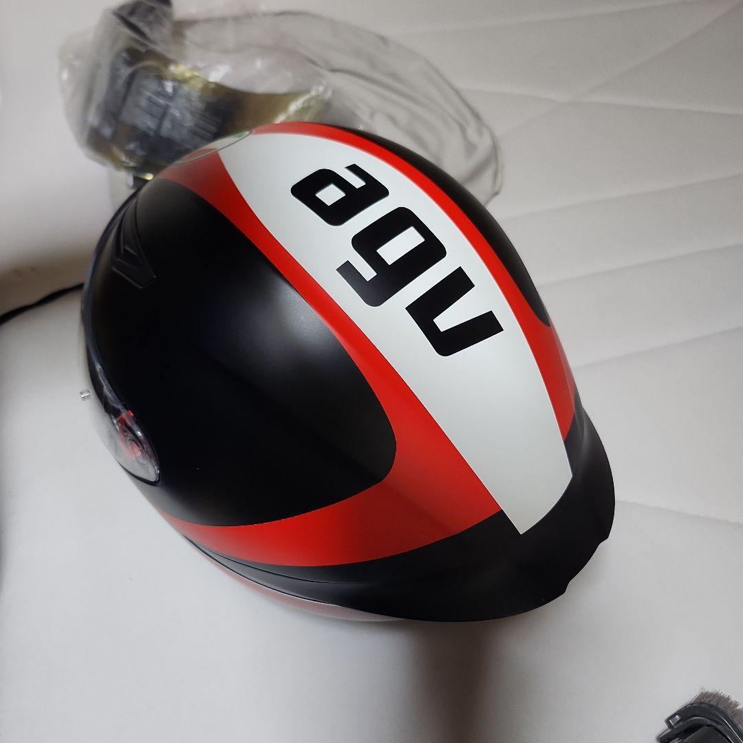 AGV フルフェイスヘルメット ブラック/レッド新品ミラーシルド付き