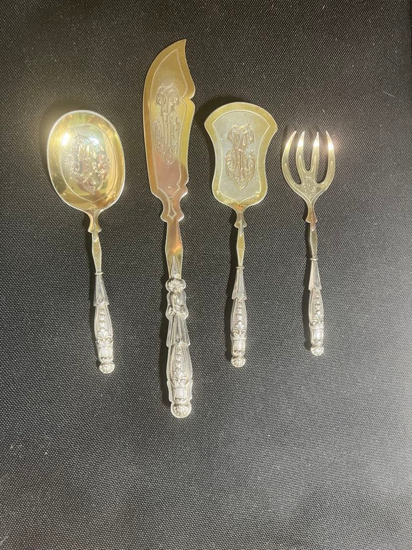 【1800年代 フランス製 アンティーク オードブルサーバー 4本セット】