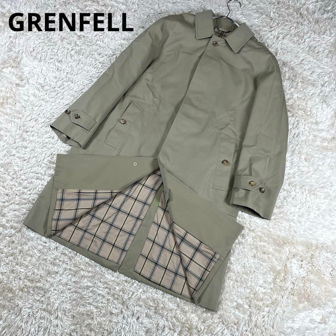 GRENFELL グレンフェル 英国製 裏地チェック ステンカラーコート 38M