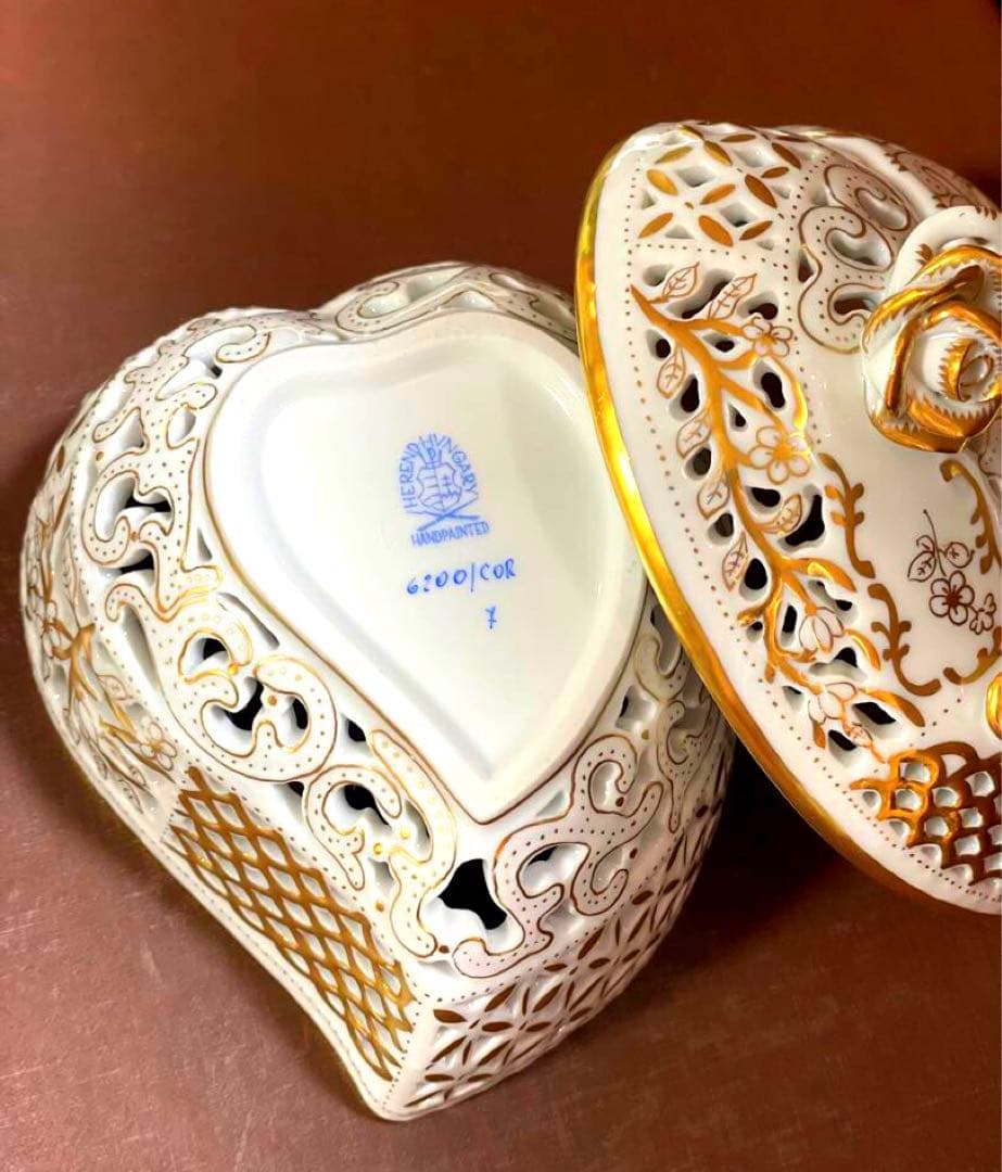 HERENDヘレンドハートファンタジー透かしボンボンボンボニエール小物入ゴールド