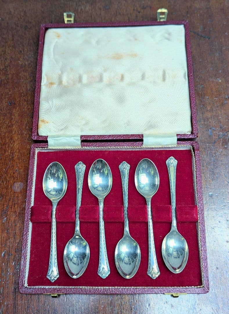 イギリスアンティーク 純銀製ティースプーンセット １９６８年シェフィールド刻印