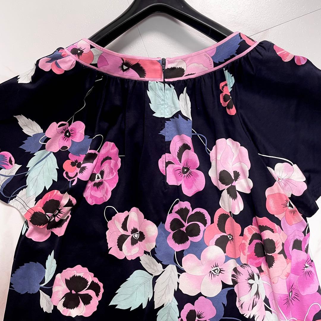 未使用級✨LEONARD カットソー シャツ トリム パンジー 現行 近年モデル