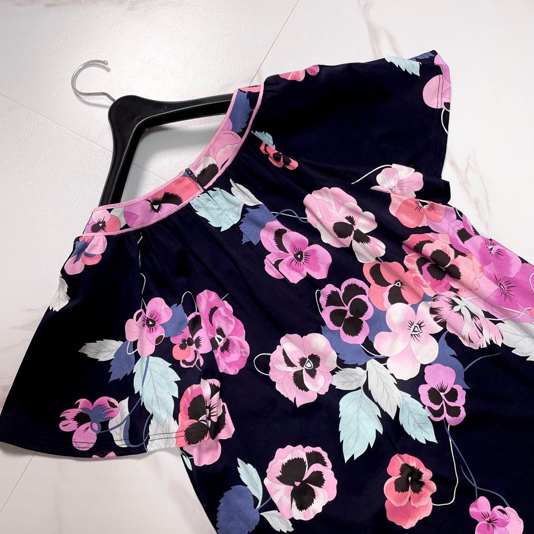 未使用級✨LEONARD カットソー シャツ トリム パンジー 現行 近年モデル