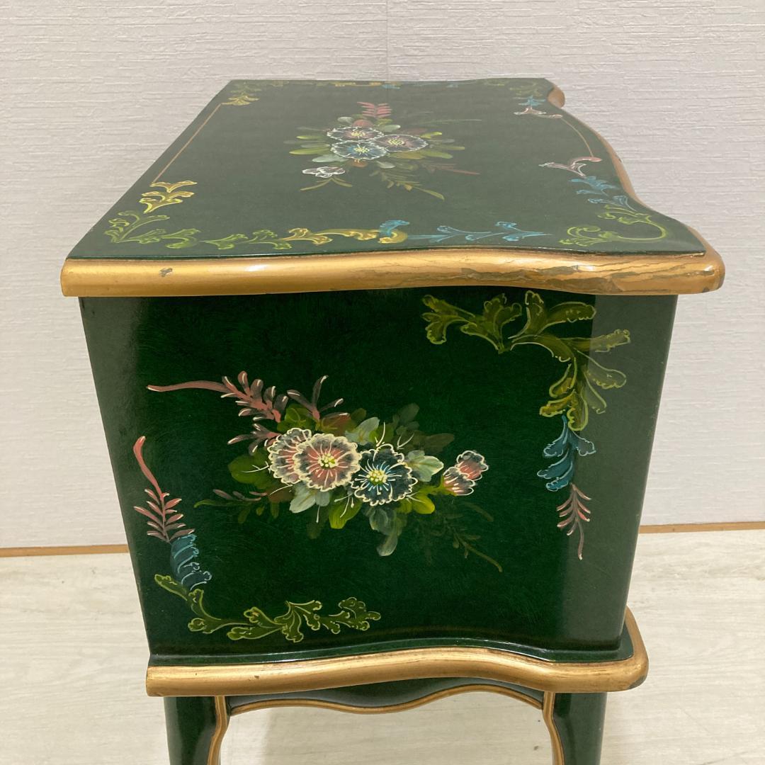 アンティーク調　猫脚　花柄　サイドチェスト　キャビネット　電話台　サイドボード