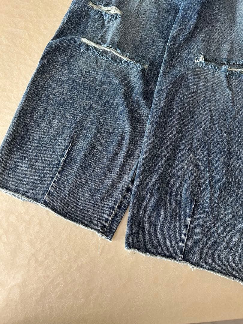 美品★ HEART PATCH DAMAGE DENIM PANTS