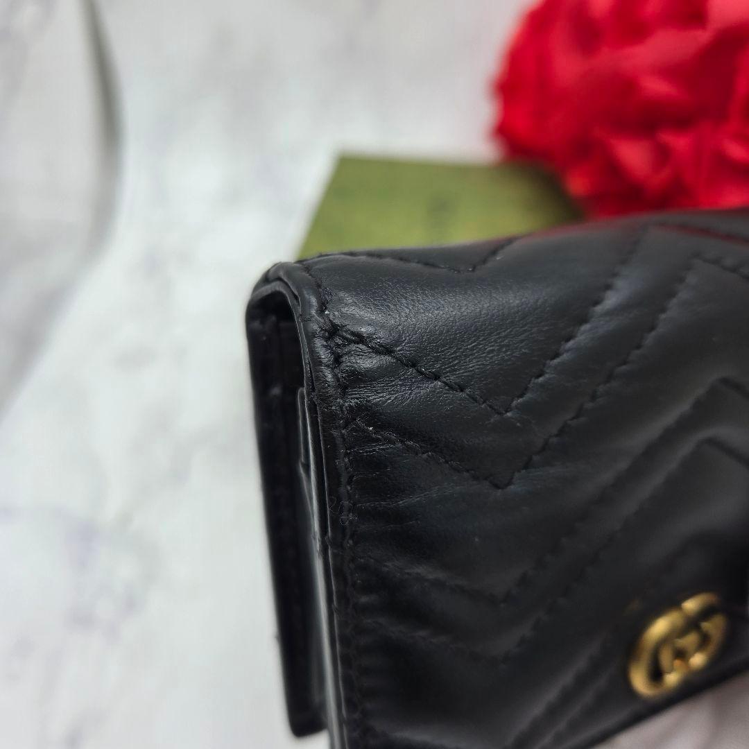 【美品】 GUCCI グッチ 折り財布 財布 GG マーモント キルティング 黒