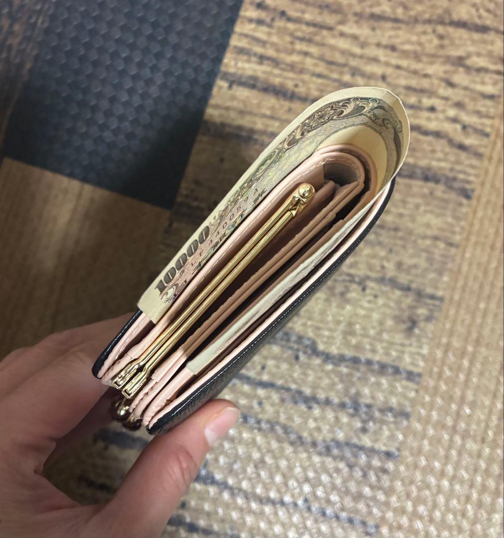 新品　JILL STUART ブラック ×ベビーピンク　二つ折財布　がま口小銭入