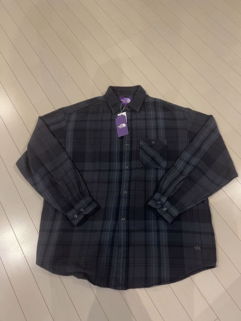 今季新品ザノースフェイスパープルレーベフランネルチェックシャツL