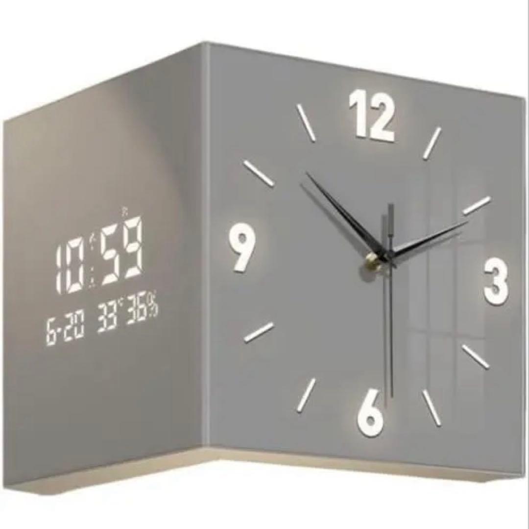 両面時計　立方体時計 グレー 30cm